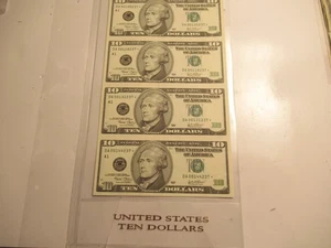 Uncut sheet of 4 Series 2003 $10 Notes, UNC, FRN, STAR Notes - Picture 1 of 7