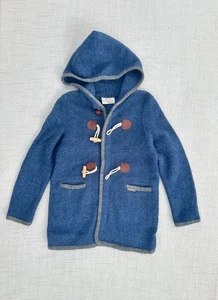 eh MARAE Mantel aus gekochter Wolle mit Kapuze und Horn Knebel BLAU Größe 4/5 - Bild 1 von 6