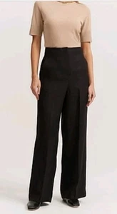 Country Road BRAND NEW Linen Yarn Dyed Pants Black Size 14 - Picture 1 of 6