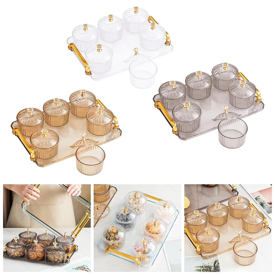Nordic Caddy Serving Platter 6 Bowls with Lid Serving Plate Glass for Caddy - Image 1 of 1