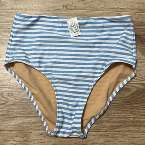 J. Crew Women’s Blue White Striped High Waisted Swim Bottoms Size Medium (A42) - Picture 1 of 4
