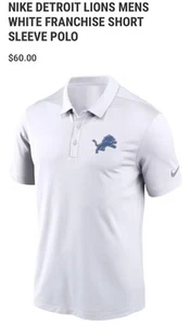 Men's Medium Nike White Detroit Lions Franchise Logo Performance Polo - Picture 1 of 15