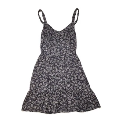 Mini Vestido Hollister Mujer Gris con Estampado Floral Blanco Sin Mangas Talla S Foto 1 de 4
