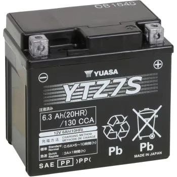 Yuasa Factory Activated Maintenance Free Battery - YTZ7S Motorcycle YUAM727ZS - Image 1 of 4