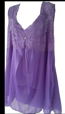 Amoureuse  Purple Deep Nightgown Babydoll Lace Sexy Plus Size  4X  62"  Bust     - Image 1 of 4
