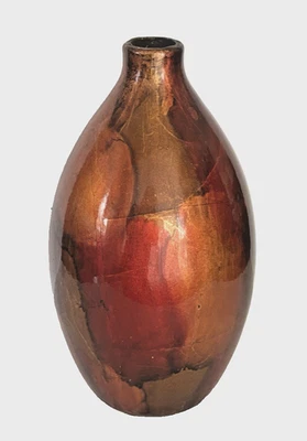 Jarrón alto de cerámica de 13” moderno abstracto rojo dorado sobremesa FF-1 Foto 1 de 4