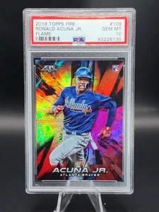 2018 Topps Fire Ronald Acuna Jr. Flame Foil Rookie Card RC PSA 10 Atlanta Braves - Picture 1 of 2