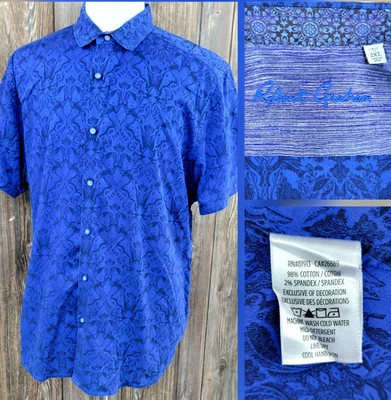 Robert Graham Button Up Shirt Stretch Baroque Classic Fit Blue Casual Mens XXL - Image 1 of 4
