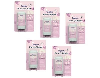 Coppertone Pure & Simple Baby Sunscreen Stick SPF 50, 0.49oz - Pack of 5 - Image 1 of 4