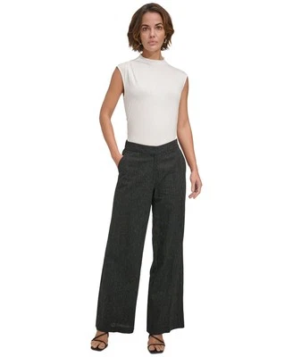Pantalones de pierna ancha de longitud completa a rayas DKNY para mujer Foto 1 de 4