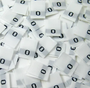 100 PCS WHITE WOMEN TAFFETA WOVEN CLOTHING NUMBER SIZE TAG LABEL - SIZE 0 - ZERO - Picture 1 of 1