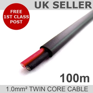1.0mm² Twin Core Cable Black PVC Flat Sheath (100m Roll) *14x 0.30 Strands* - Imagen 1 de 1