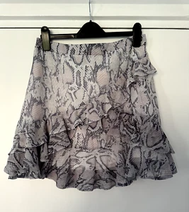River Island Purple Animal Print Wrap Look Ruffle Mini Skirt, Size 12 - Picture 1 of 7