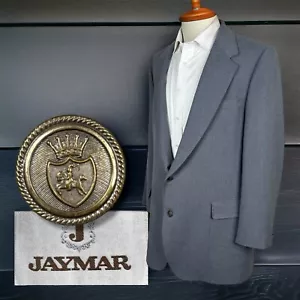 Abrigo Blazer Jaymar Hombre Deportivo 46R Gris Sólido Bronce Metal Botones De Colección - Imagen 1 de 11