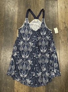 Lucky Brand Womens size L Blue/White Floral Print Jersey Stretch Nightgown - Picture 1 of 6