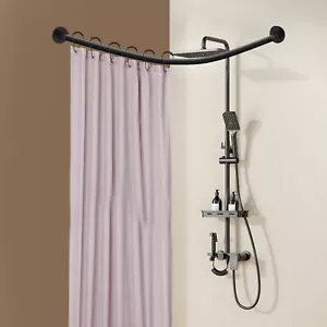 Duschvorhangstange Ohne Bohren Duschstange Ecke Badewanne Teleskopstange L-Form - Bild 1 von 8