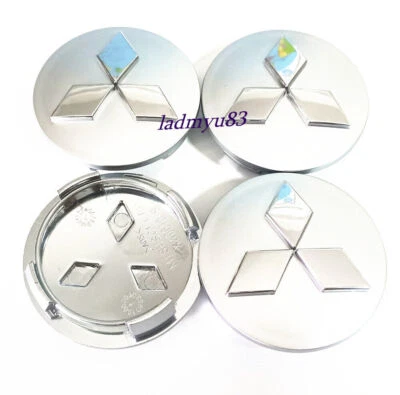 Tapa central de llanta de coche 60 mm cromada plateada para Mitsubishi Galant Eclipse Lancer Foto 1 de 3