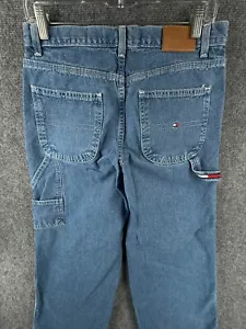 VTG Tommy Hilfiger Jeans Women Blue Denim All Cotton Size 6 Carpenter 90s Logo - Picture 1 of 22