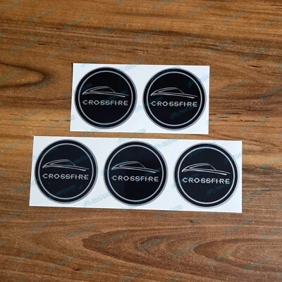Silver Crossfire Wheel Center Caps LAMINATED Vinyl Decals Sticker Kit Any Size - Image 1 of 2