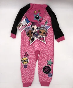 L.O.L. Surprise Girl's Hooded One Piece Pajamas Pink Leopard 4 NWT AD3-630 - Picture 1 of 5