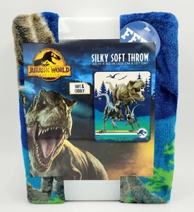 Jurassic World Kids Dinosaurs Throw Blanket Silky Soft Plush Cuddly 40in x 50in - Picture 1 of 11