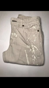 Polo Ralph Lauren Jeans Boys Size 14 Chinos Flat Front / WHITE with paint streak - Picture 1 of 1