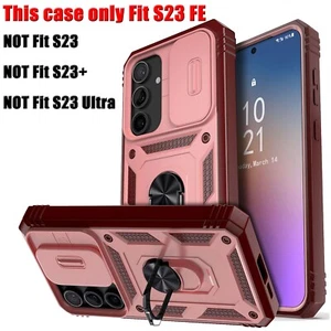 For Samsung Galaxy S23 FE Shockproof Case, Magnetic Ring Stand Cover Pink Red - Picture 1 of 16