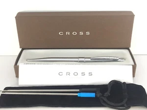 CROSS CLASSIC STRATFORD POLISHED CHROME BALLPOINT PEN W/CHROME TRIM #AT0172S-1 - Picture 1 of 10
