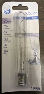 GE 25-Watt Clear Tubular T6.5 Type E17 Base Light Bulbs - Picture 1 of 1