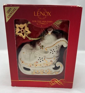 Rare~Lenox 2009 Annual Sleigh Ride Ornament Gold Jewels SKU#792681 Original Box - Picture 1 of 13