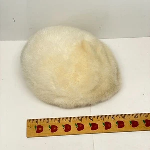 Cappello vintage Jacobson anni 50/60 vintage bianco pelliccia visone foderato raso - Foto 1 di 10