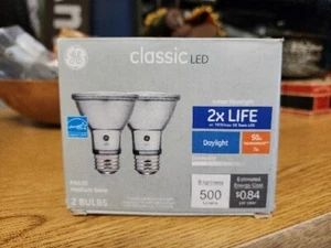 GE 50-Watt #PAR20 Medium Base LED Flood Lights 2 Bulbs Brand New - Picture 1 of 8