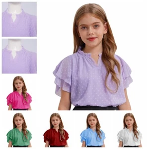 Kids Girls Shirt Casual Top Travel T-shirt Appearance Blouse Running Tee Dots - Picture 1 of 62