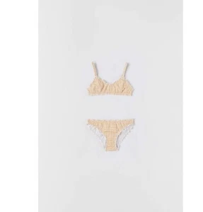 Girls Zara Mustard Grid Plaid 2 Piece Bikini Swimsuit Size 9-10 #101 - Picture 1 of 6