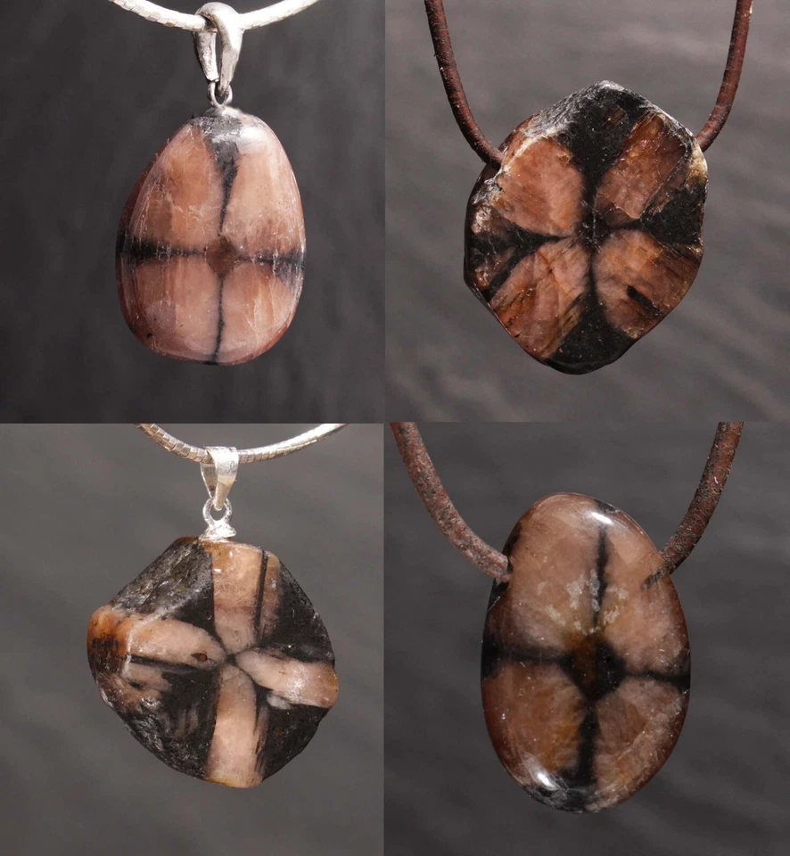 Unikat Edelstein Anhänger Chiastolith Kreuzstein für Ketten und Band Steinschatz - Bild 1 von 1