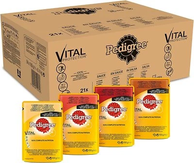 Pedigree Vital Protection Hundenassfutter Huhn Rind Lamm Gemüse 84 Beutel x 100g - Bild 1 von 4
