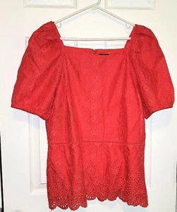 Ann Taylor NWT Womens sz 10 pink eyelet zipper short sleeve 100% Cotton - Picture 1 of 12