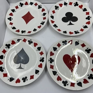 Set Of 4 Luminarc Card Suite 6” Plates Hors D’oeuvres Card Party Snacks - Picture 1 of 9