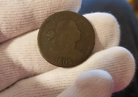 1803 Draped Bust Large Cent Neat Die Break Through Obverse US Type Coin Cover