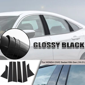 Kit de 6 postes de pilar negros para piano para Honda Civic 16-2020 cubierta de puerta ventana - Imagen 1 de 18