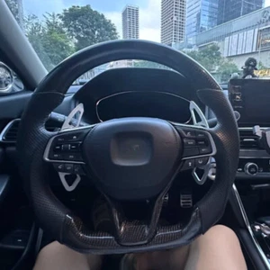 Volante de fibra de carbono personalizado cuero negro para Honda Accord 18-22 10 - Imagen 1 de 9