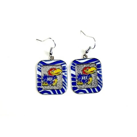 Kansas Jayhawks NCAA Zebra Style Dangle Earrings Cover