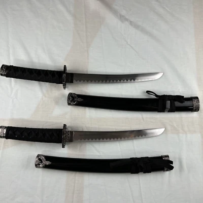 MATCHING SHORT KATANAS -  Stainless Steel blades are 11" and 11.25" and 22" OAL - Image 1 of 4