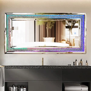 Ganzkörperspiegel mit Beleuchtung RGB Asymmetrisch Kristall Bling Wandspiegel DE - Bild 1 von 15