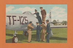 Lackland Air Force Base San Antonio USAF F-80 Shooting Star Linen Postcard jet - Picture 1 of 2