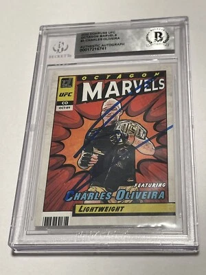 Charles Oliveira Signed UFC Donruss Octagon Marvels Card IP Slabbed Beckett BAS - Image 1 of 3