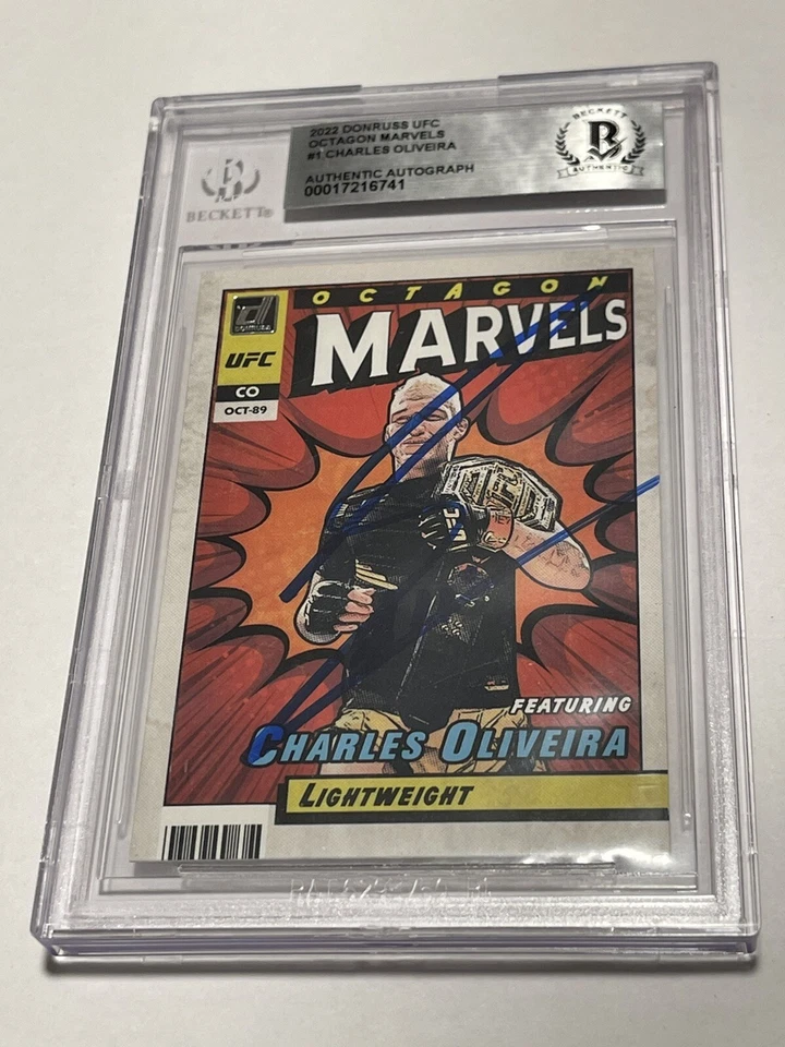 Charles Oliveira Signed UFC Donruss Octagon Marvels Card IP Slabbed Beckett BAS - Image 1 of 3