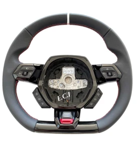 GENUINE OEM LAMBORGHINI HURACAN PERFORMANTE EVO STO LEATHER RED STEERING WHEEL - Picture 1 of 4