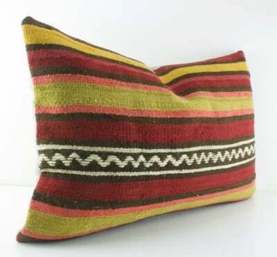 Funda de almohada lumbar decorativa hecha a mano Kilim turco 16x24 Kilim sofá cojín Foto 1 de 4