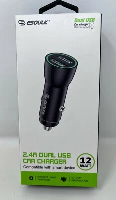 Adaptador Cargador Coche Doble USB ESOULK 12W/2.4A para iPhone Samsung LG... Foto 1 de 4